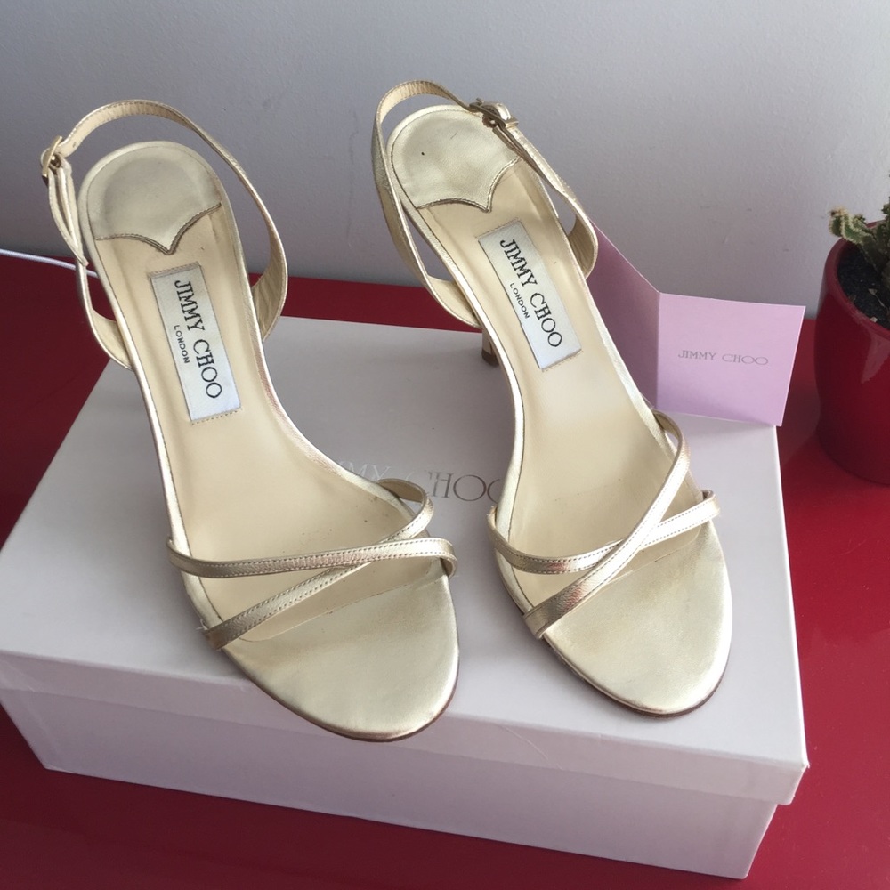 Jimmy Choo Gold Napa Leather Jasmine Sandals